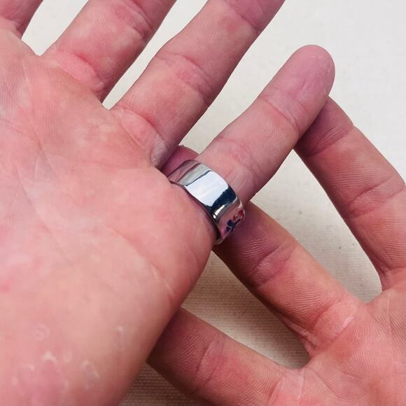 Y2K Vintage Silver Mosaic Ring – Size 8, Unisex, Brand New​ - Picture 4 of 7